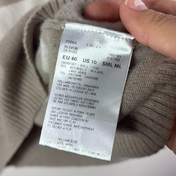 Bogner Cashmere Wool Blend Partial Zip Beige White Pullover Sweater size 10 - Picture 6 of 9